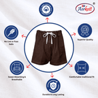 Brown sikh traitional kacchera/underwear with Aerkott branding and feature icons on a white background