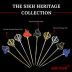 Sikh Heritage Collection with various salai designs on a black background