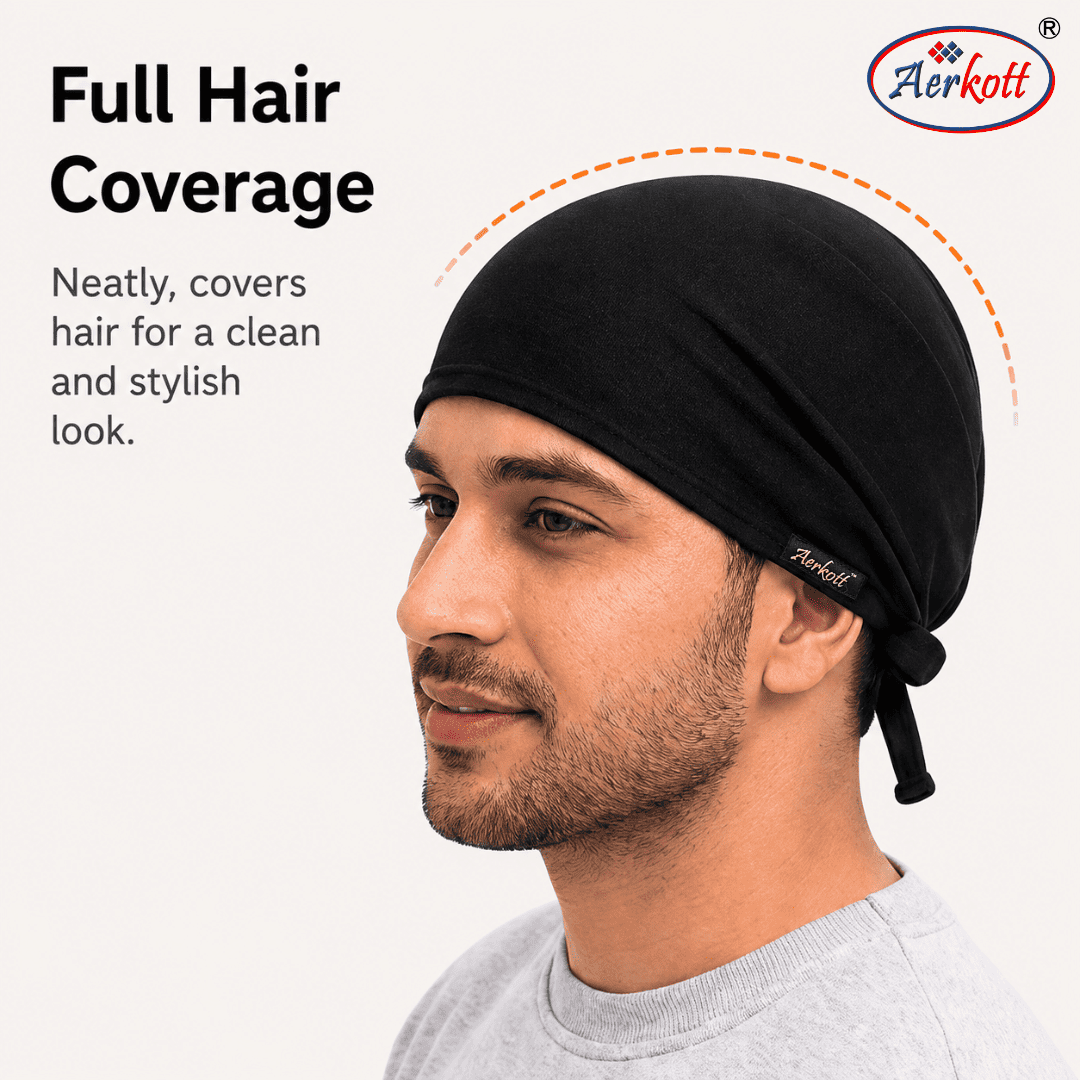 full hair coverage quickfit hosiery bandana for bikers under helmet and for sikhs