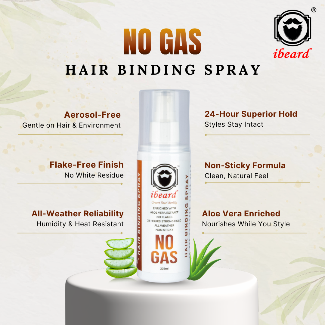 iBeard No Gas Hair & Beard Binding Spray bottle front view