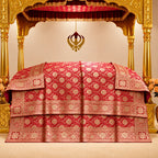 Jot Noor red Pure Banarasi Silk Rumala Sahib with golden zari weaving