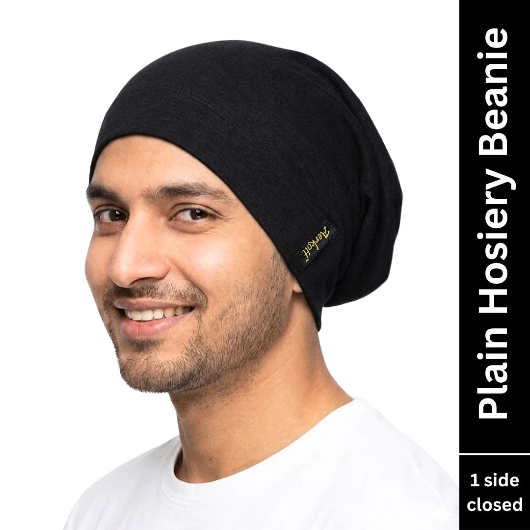 plain hosiery beanie black