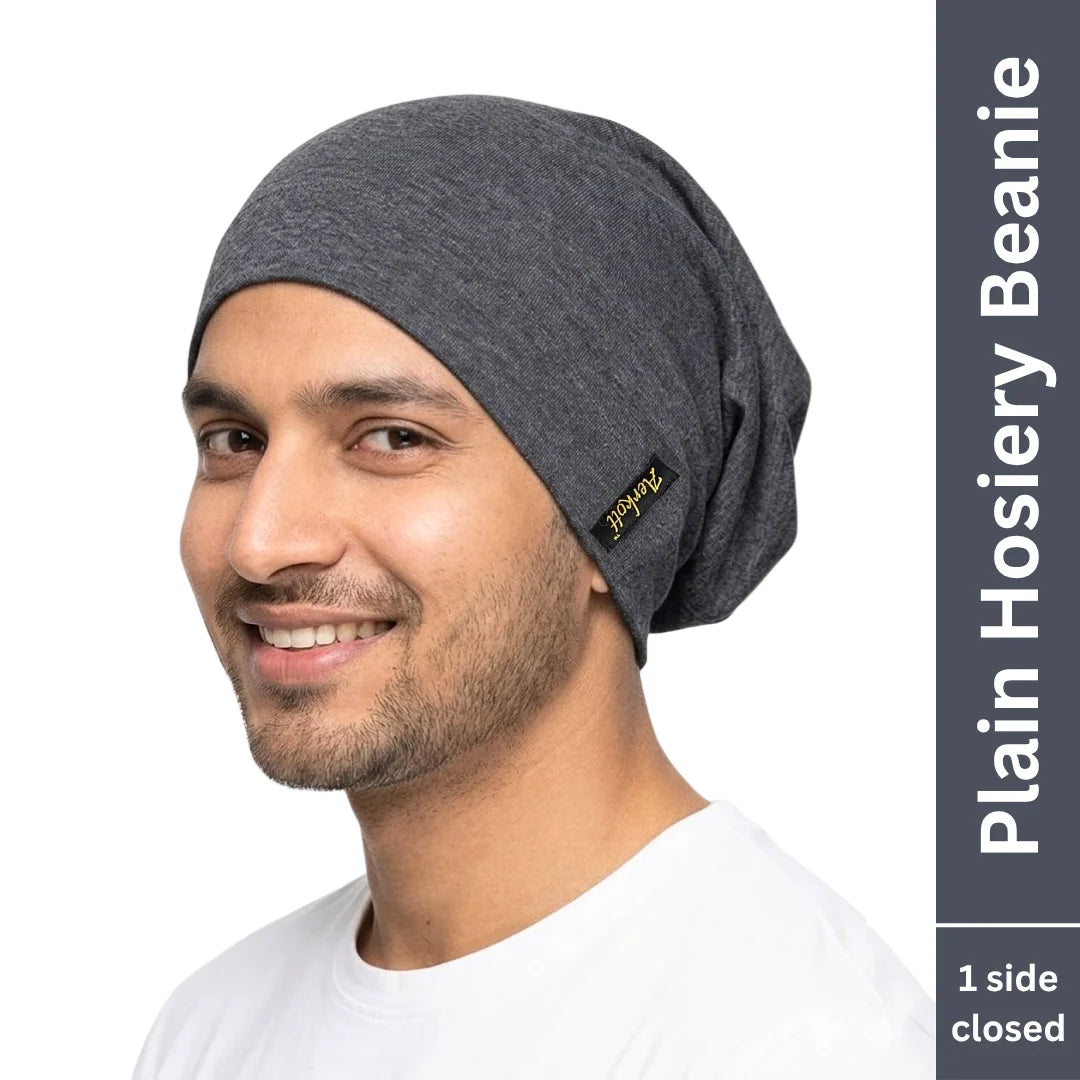 plain hosiery beanie dark grey