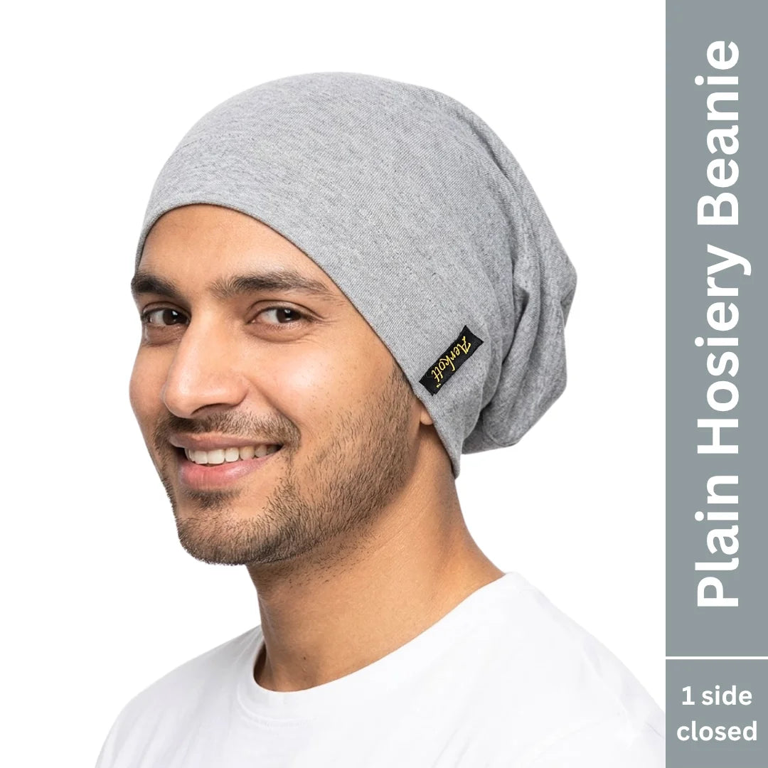 plain hosiery beanie light grey