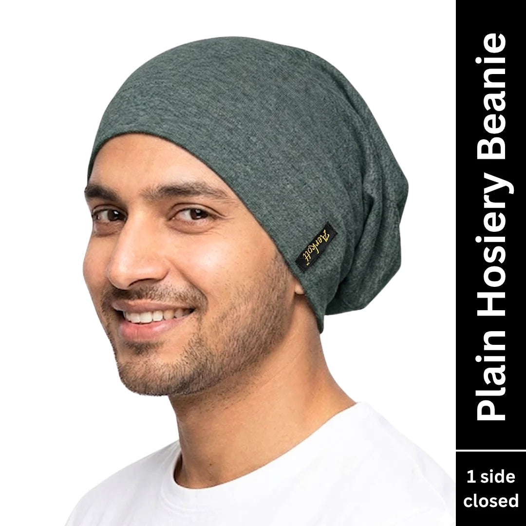 plain hosiery beanie military green for bike riding and everyday use
