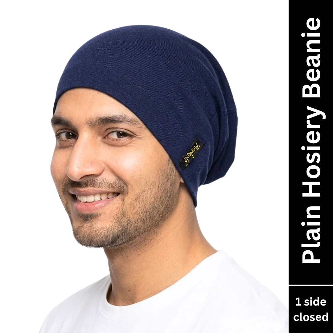 plain hosiery beanie navy blue