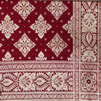 Red Banarasi Silk Rumala Sahib double set with traditional golden motifs