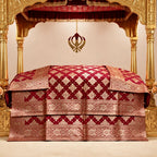 Shahi Noor red Pure Banarasi Silk Rumala Sahib with golden zari work