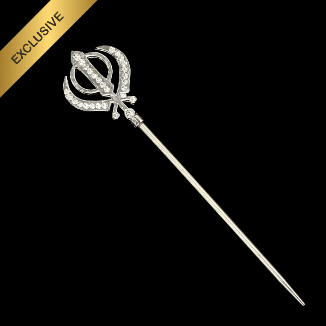 sikh fancy designer salai baz khanda with diamond studded